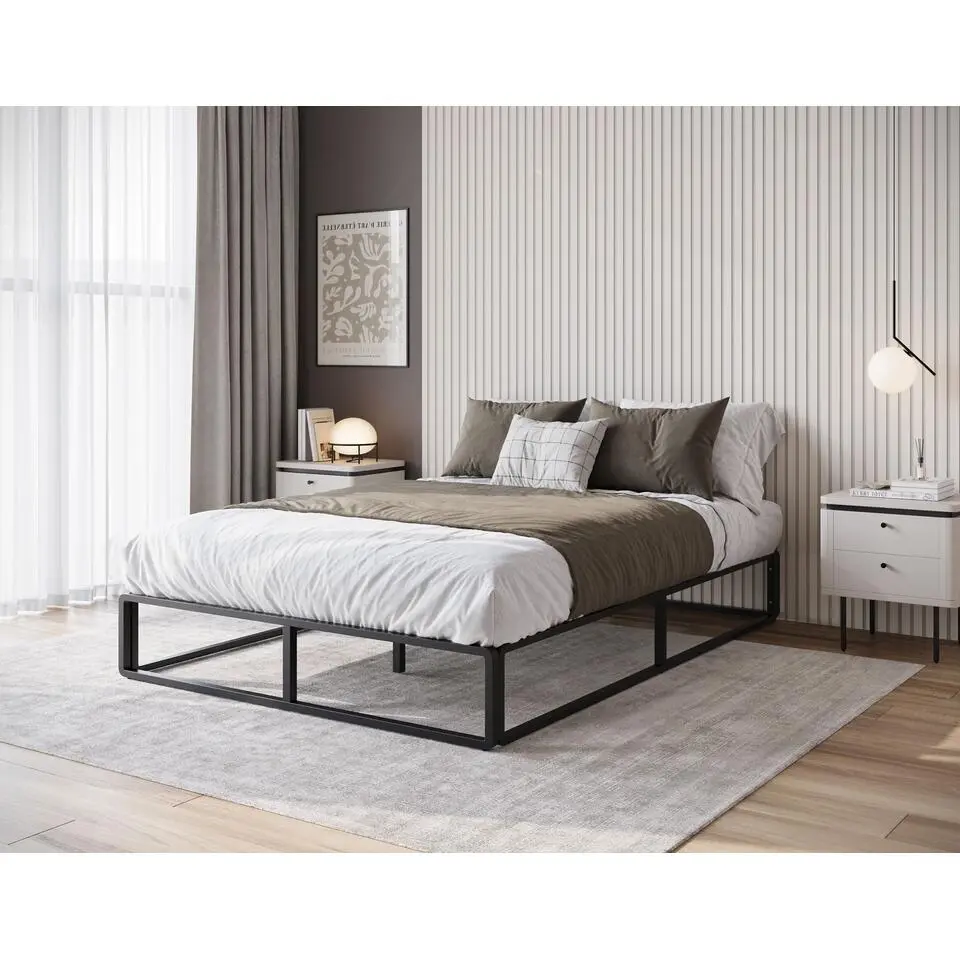 Meubella - Tweepersoonsbed Andrea - Zwart - 140x200 cm