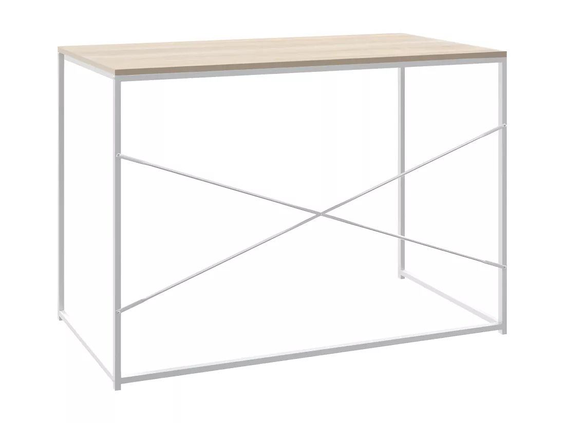 Bureau d'ordinateur Blanc et chêne 110x60x70 cm Aggloméré