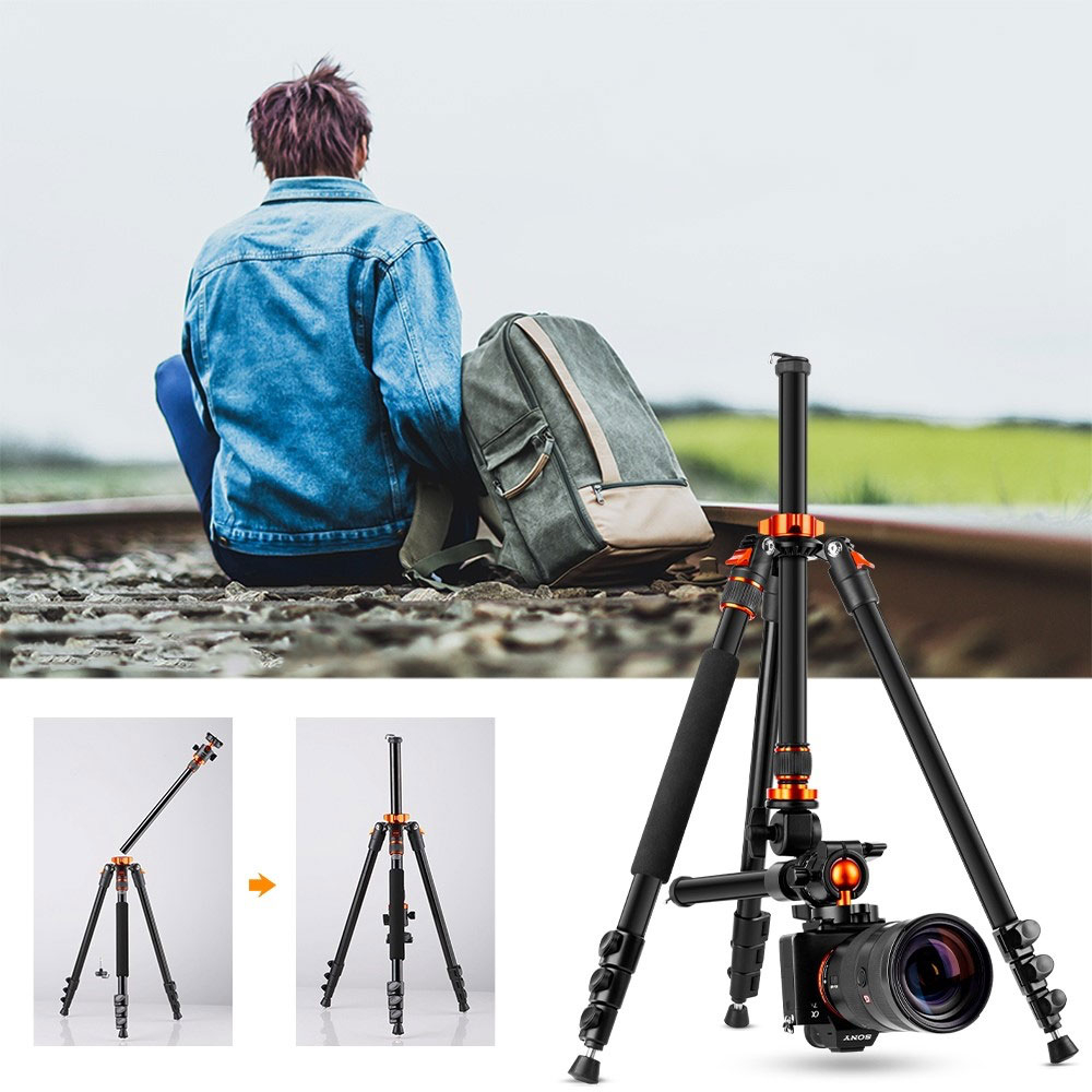 (200cm) Professionelle Foto / Video Tripod Dreibein Stativ Halterung mit 90° Mittelsäule für DSLR Kamera / GoPro / Insta360   1/4