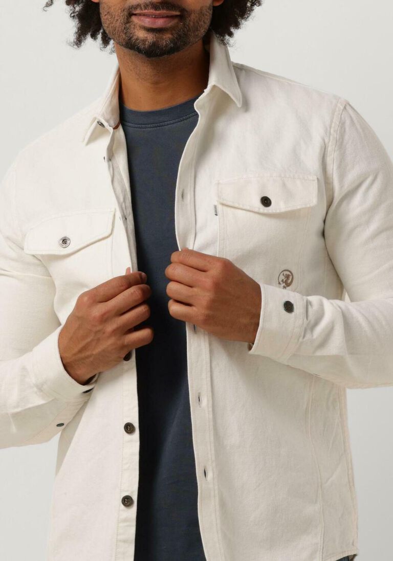 CAST IRON gebroken wit cast iron overshirt long sleeve shirt slub twill overshirt regular fit