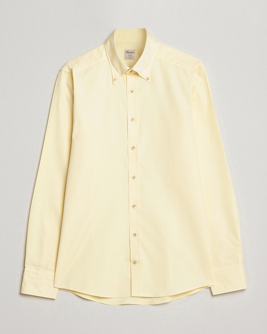 Stenströms Slimline Button Down Pinpoint Oxford Shirt Yellow