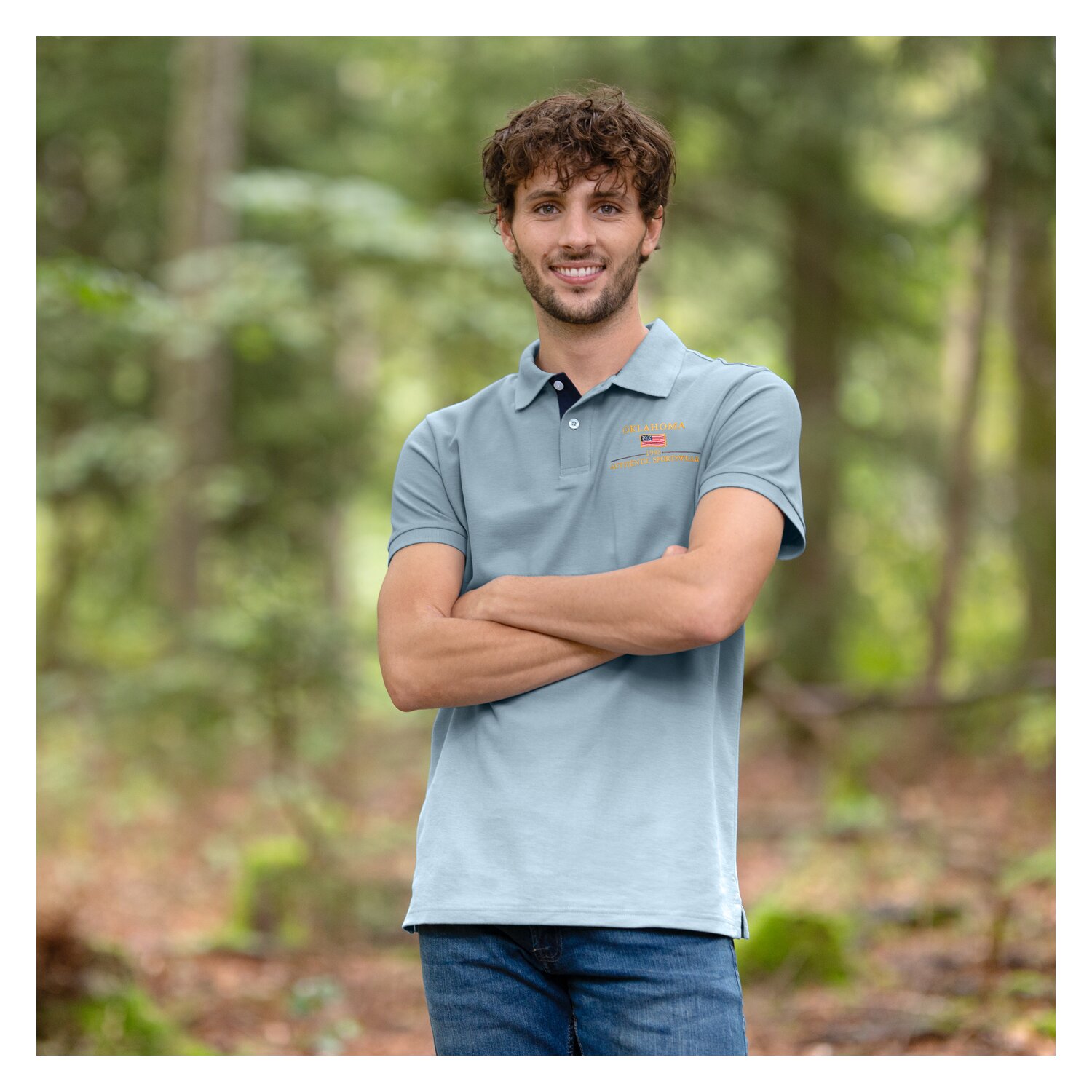 OKLAHOMA Jeans Poloshirt  - ashley blue