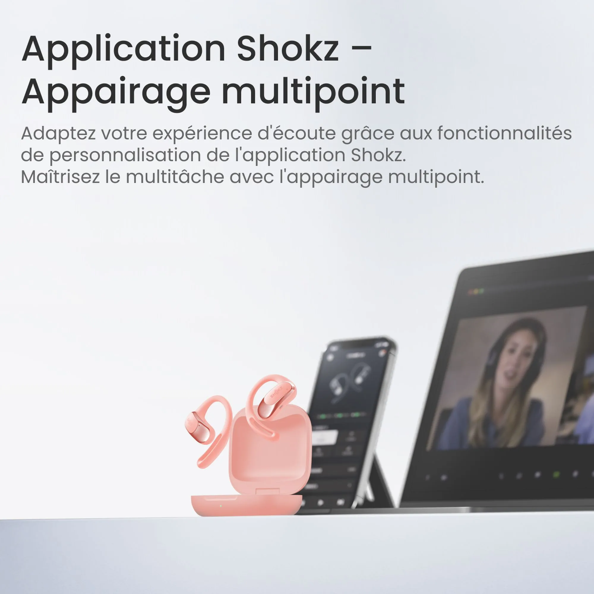 Shokz OpenFit Air Rose Écouteurs True Wireless