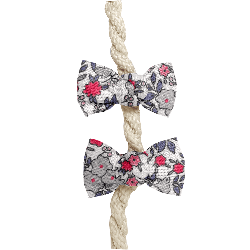 Barrettes Clic-Clac Petits Noeuds Serenade Rouge Gris