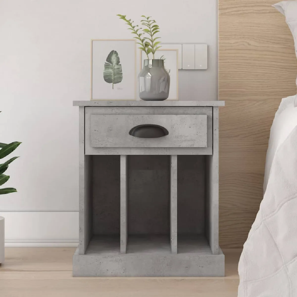 VidaXL Table de chevet Gris béton