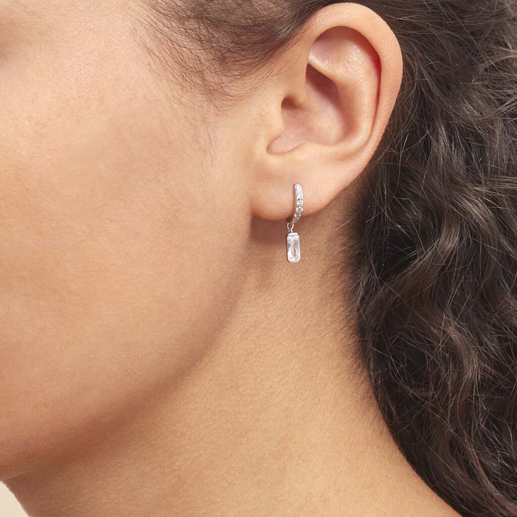 Créoles Argent Blanc Irenion Oxydes De Zirconium