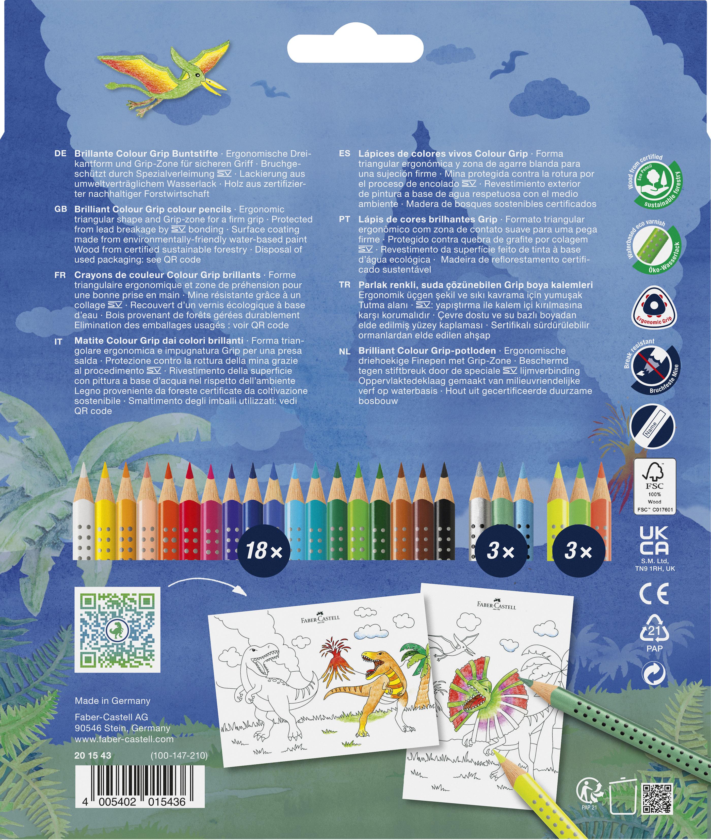 Faber-Castell - CP Colour Grip dinosaurus 18+6 (201546)