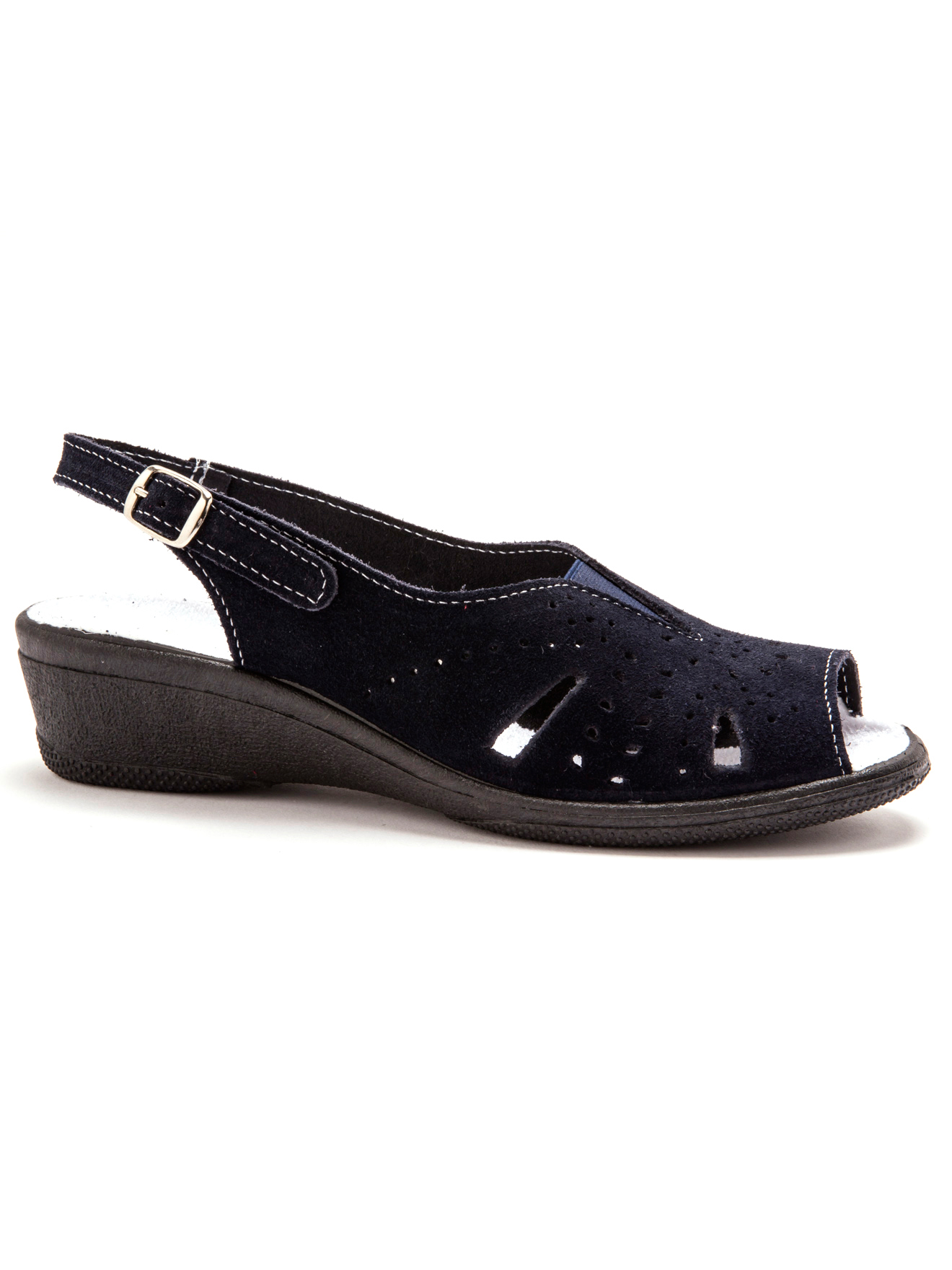 Sandales cuir velours grande largeur