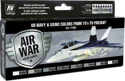 Vallejo - Model Air Maling Sæt - Us Navy & Usmc 70's-Now - 8X17 ML