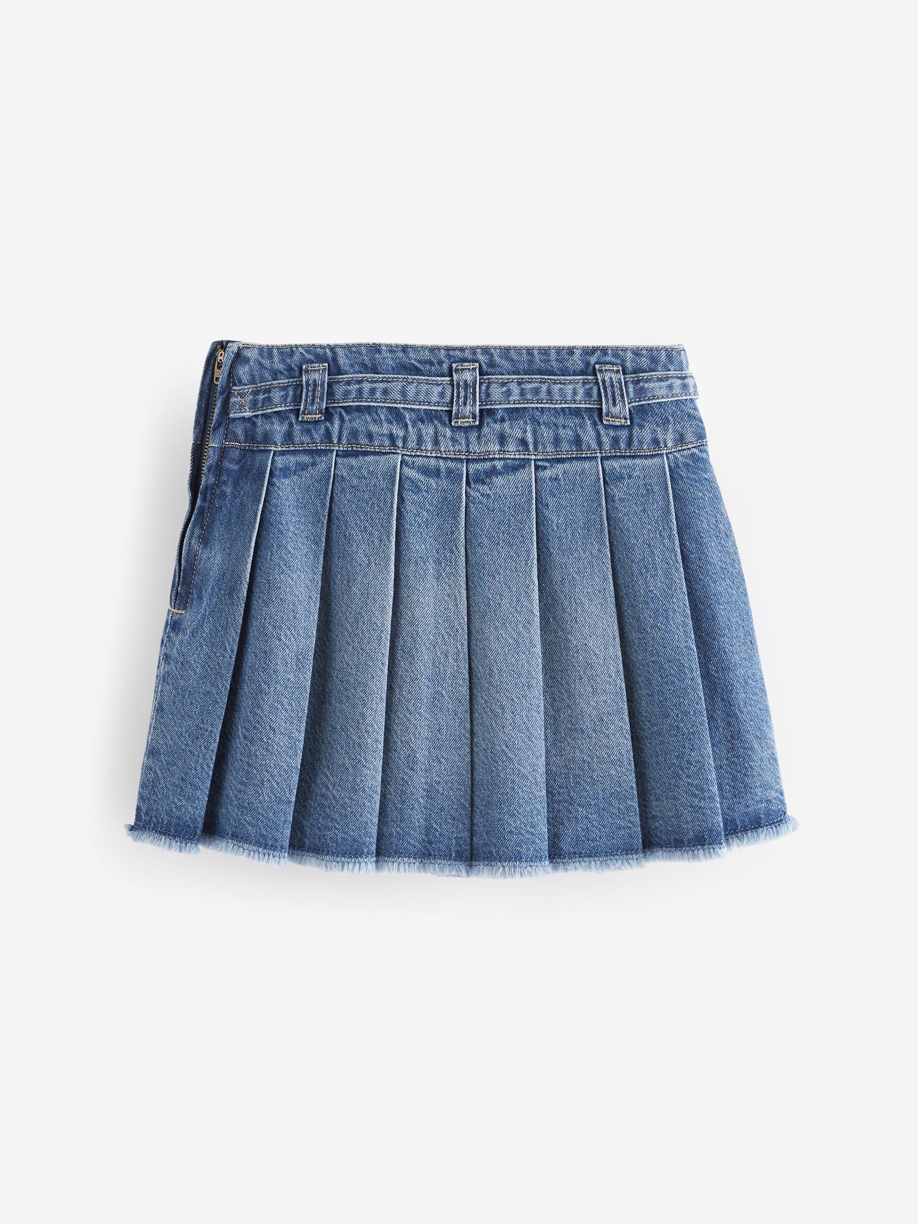 Normaal blauw - Geplooide denim rok (3-16jr)