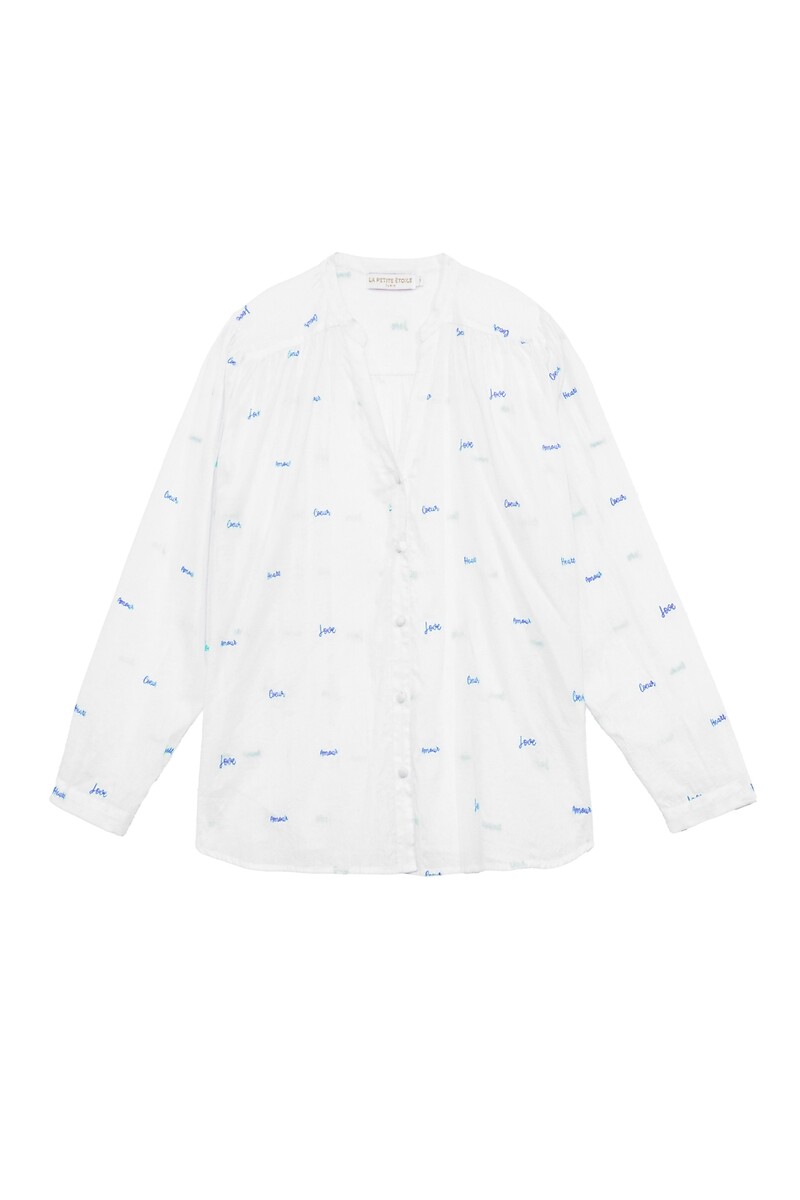 LA PETITE ETOILE<br>Blusa de algodão bordada com decote em V e mangas compridas BOLIA