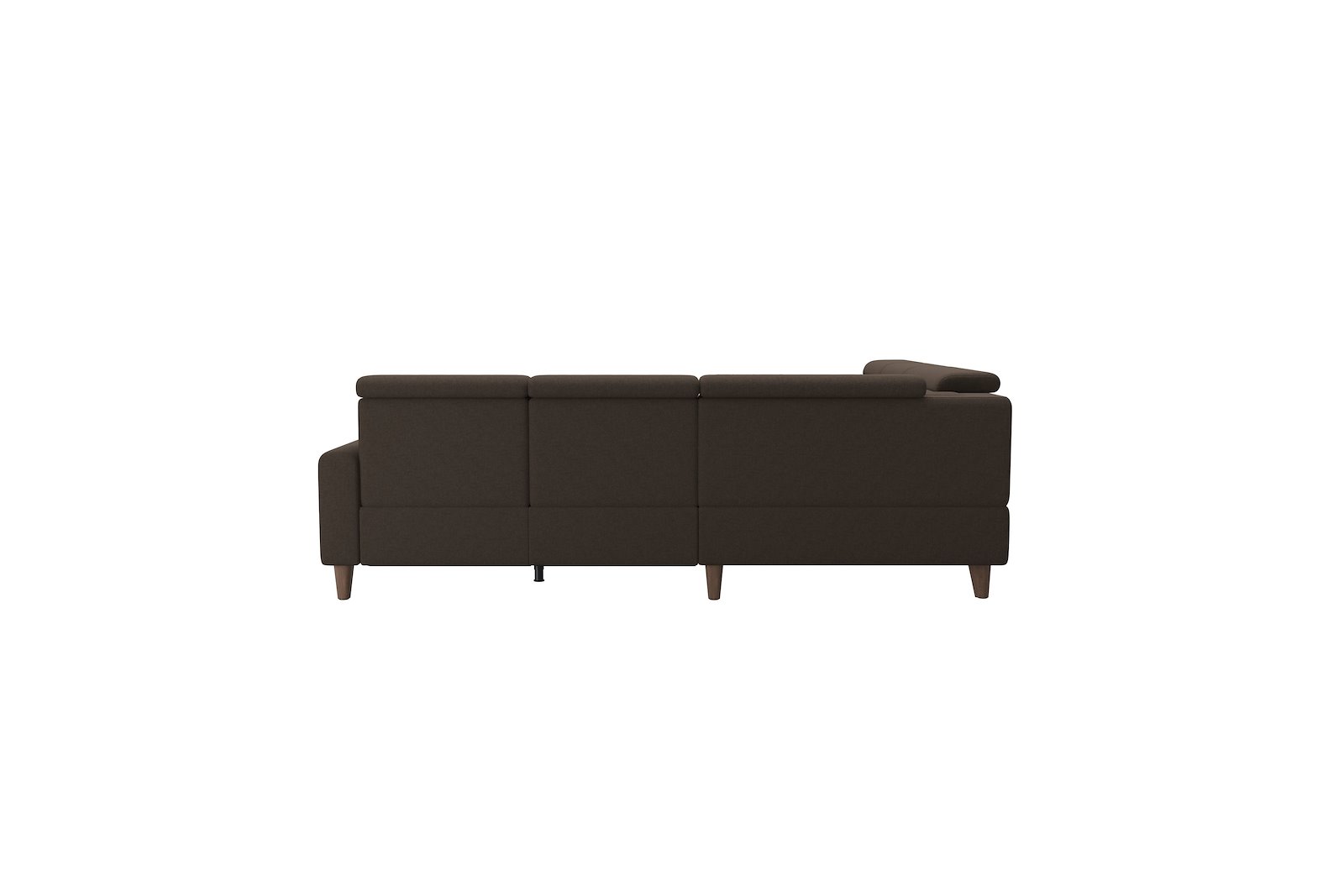 Anna C22 hjørnesofa (PMCMP) Tekstil Calido Brown med A1 arm og valnøttbeisede skrå ben, 14 cm. (Power-Manual-CornerManual-Manual-Power)