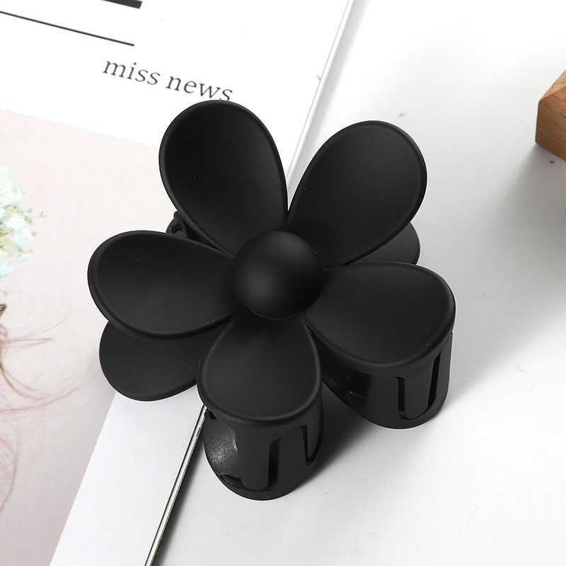 (3er Set) 7cm Haarspangen Klammern Blumen Krallen Clips Haarschmuck - Schwarz / Braun / Beige