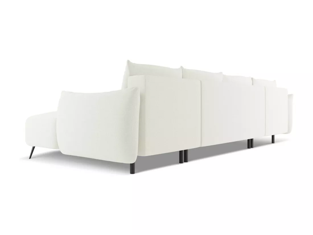 Canapé d'angle panoramique convertible en tissu chenille - blanc - MALIE