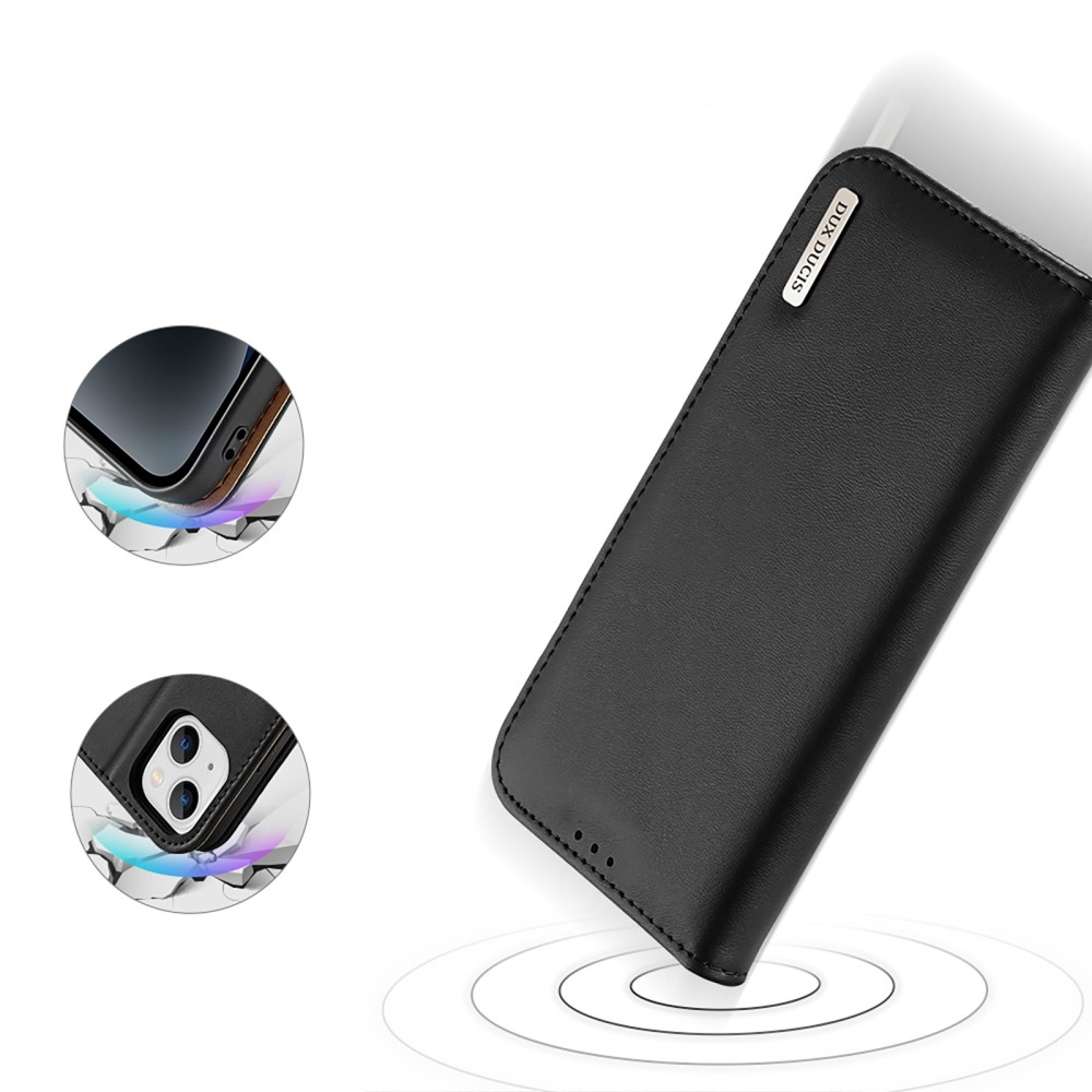 iPhone 15 Flip Wallet Cover Echtleder Tasche (RFID Schutz) - Schwarz