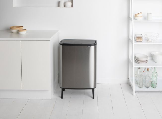 Bo Touch Bin Hi, met 1 binnenemmer, 60 liter - Matt Steel Fingerprint