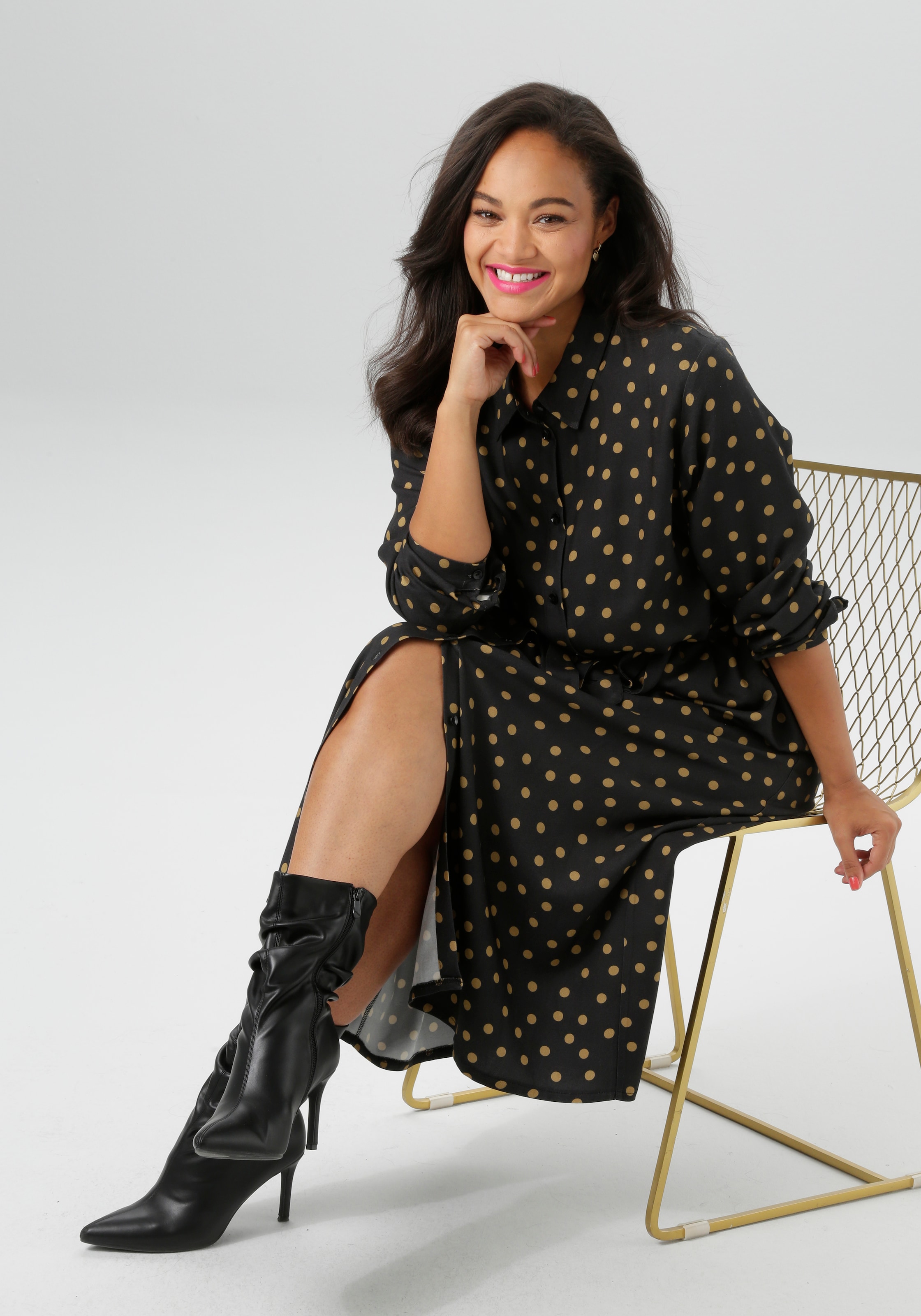 Aniston PLUS Blusenkleid aus weich fallender Viskose - NEUE KOLLEKTION
