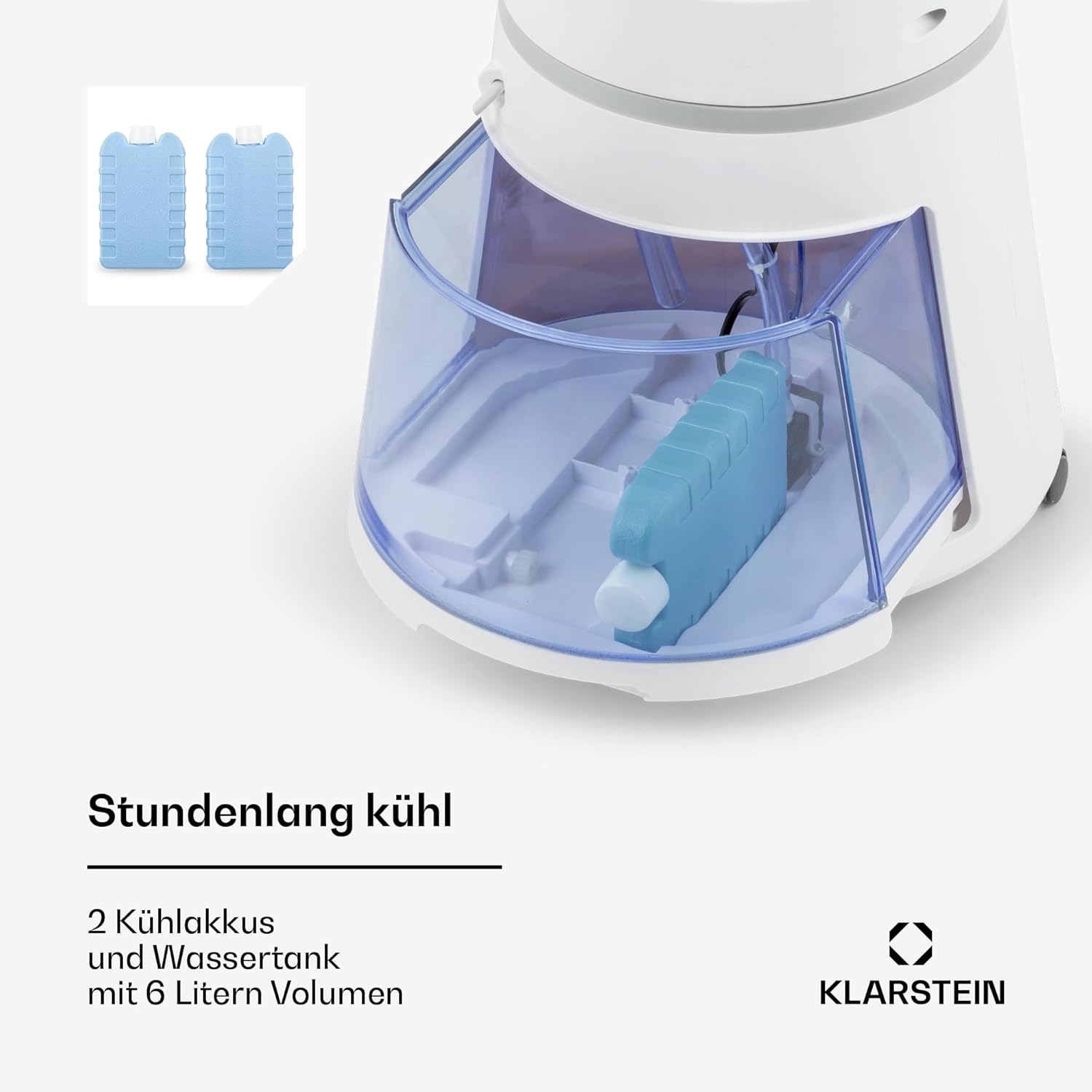 Klarstein 4-in-1: Smart Luftkühler, Ventilator, Luftbefeuchter & Ionisation I 6 L Wassertank, Oszillation, 30 W, 210 m³/h, Timer I Klimagerät ohne Abluftschlauch, Mobiles Klimagerät, Weiß