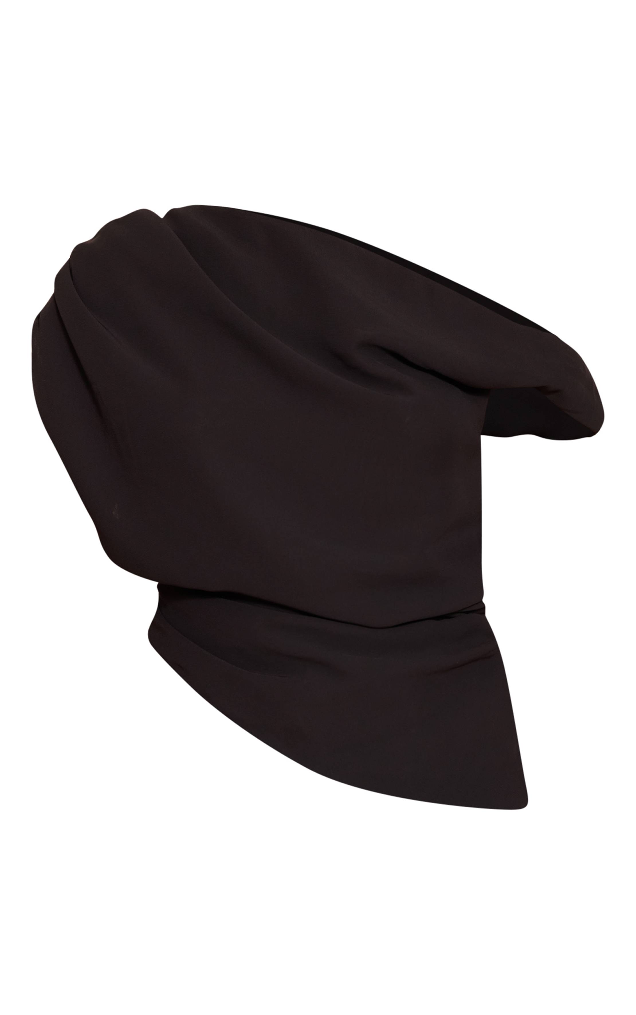 Noir Haut Long Drapé Asymétrique En Mousseline