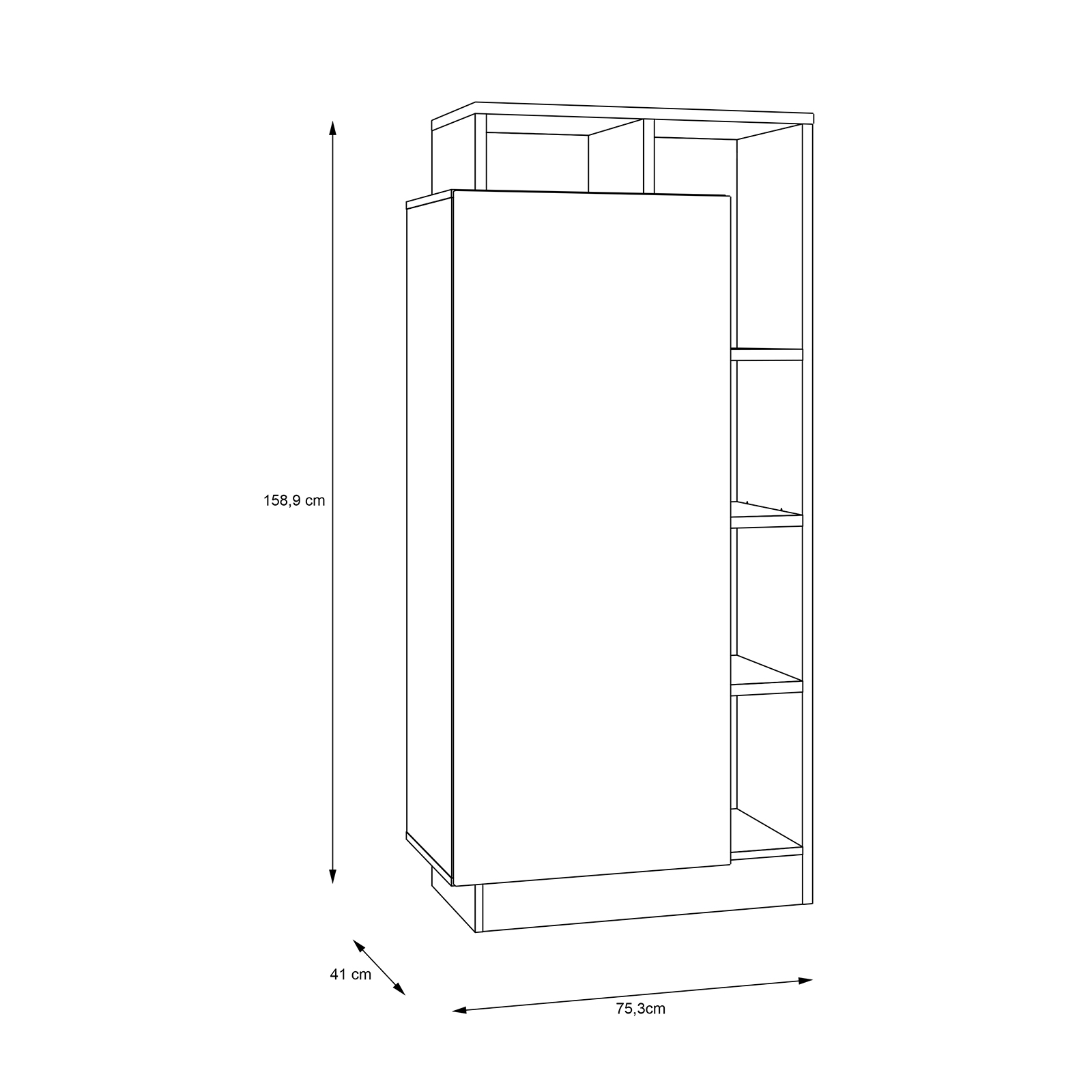 Highboard - grau-Artisan Eiche - 159 cm hoch