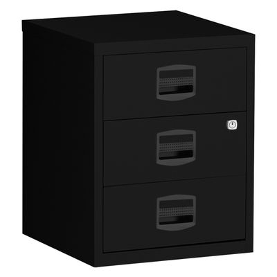 Caisson mobile métallique monobloc - H52 x L41 x P40 cm - 3 tiroirs - noir