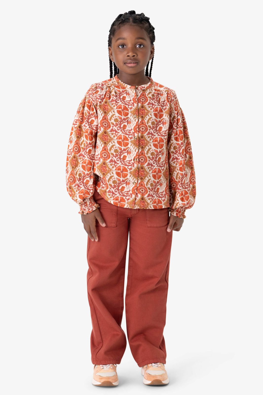 Printed cotton blouse with smock detailsMulticolour blouse