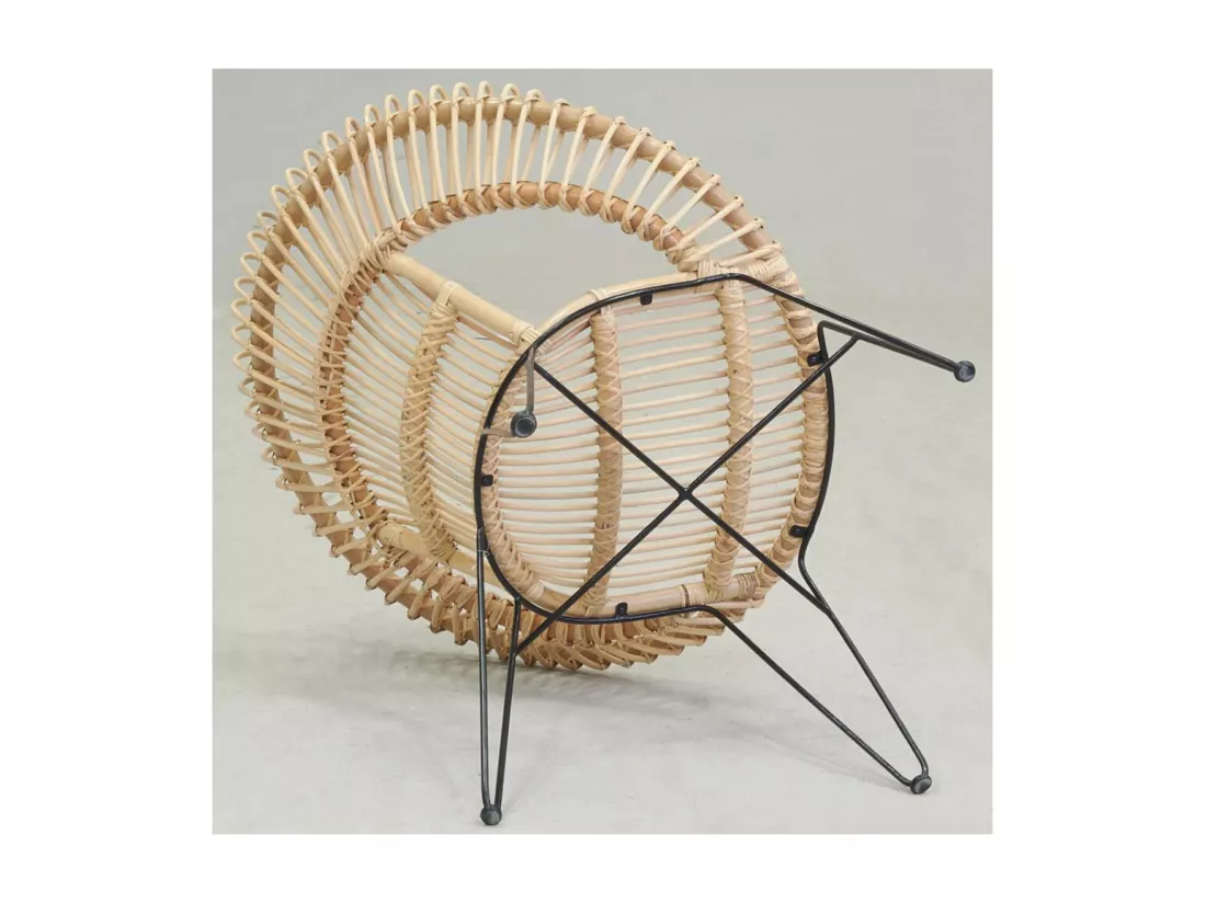 Fauteuil soleil en rotin naturel et métal