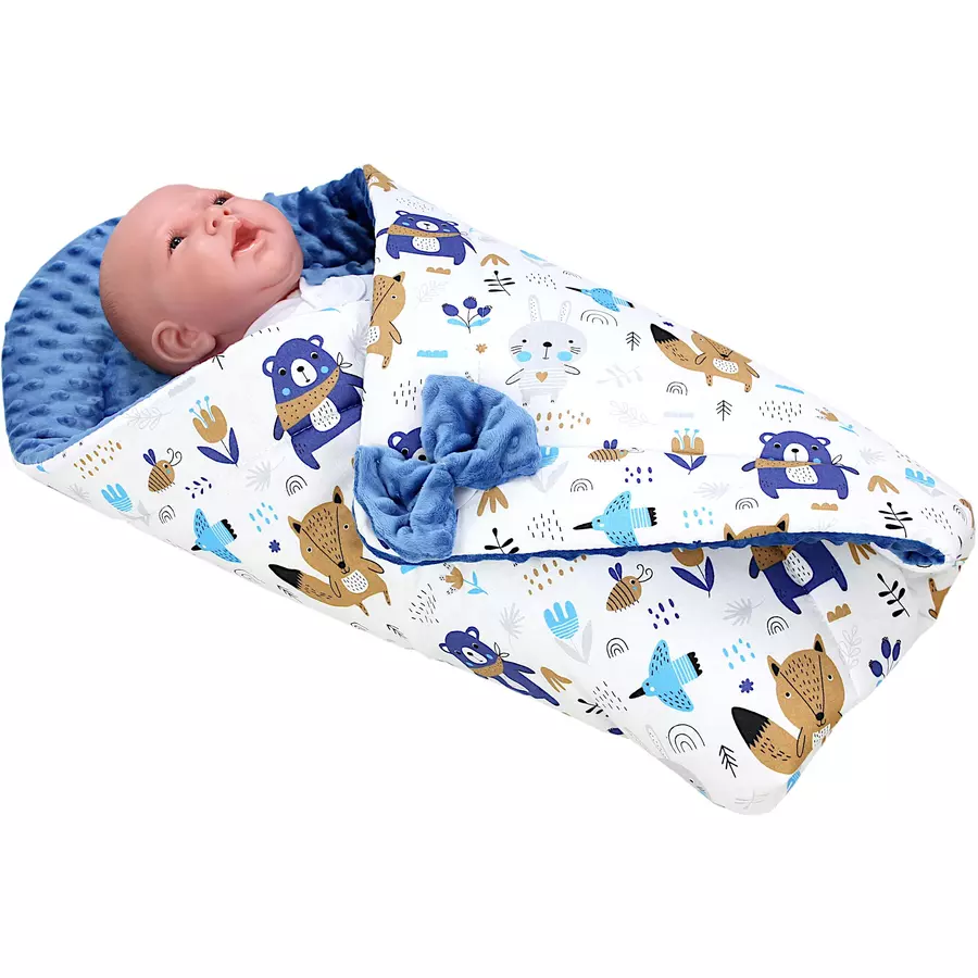 TupTam Baby Winter Einschlagdecke Warm Wattiert Minky denim