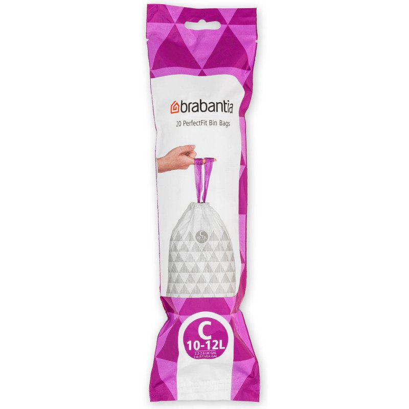 Sac poubelle 10/12 litres à liens coulissants Brabantia C blanc - 20 sacs
