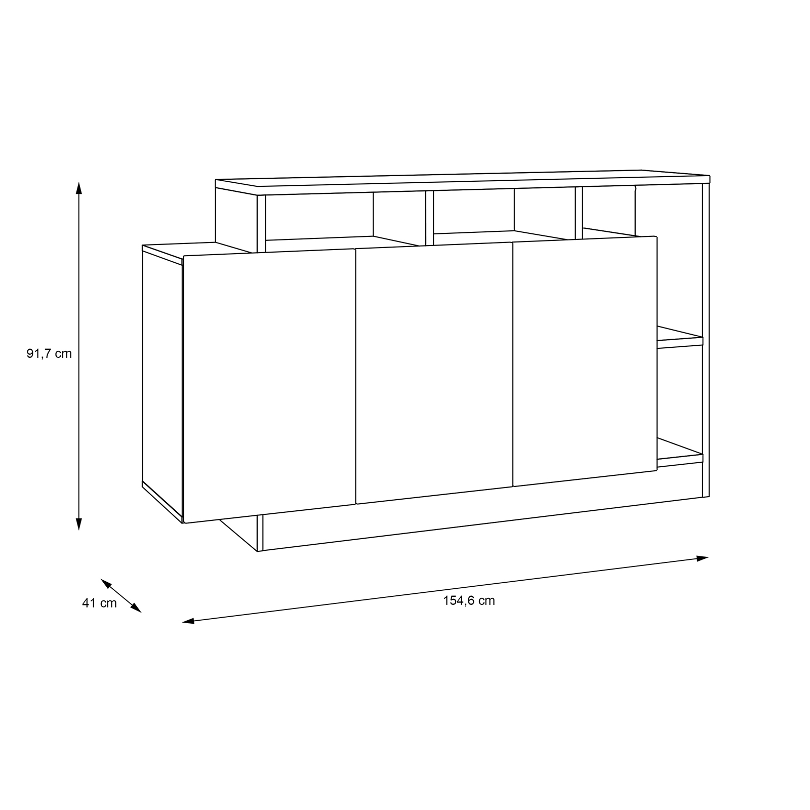Sideboard - grau-Artisan Eiche - 155 cm breit
