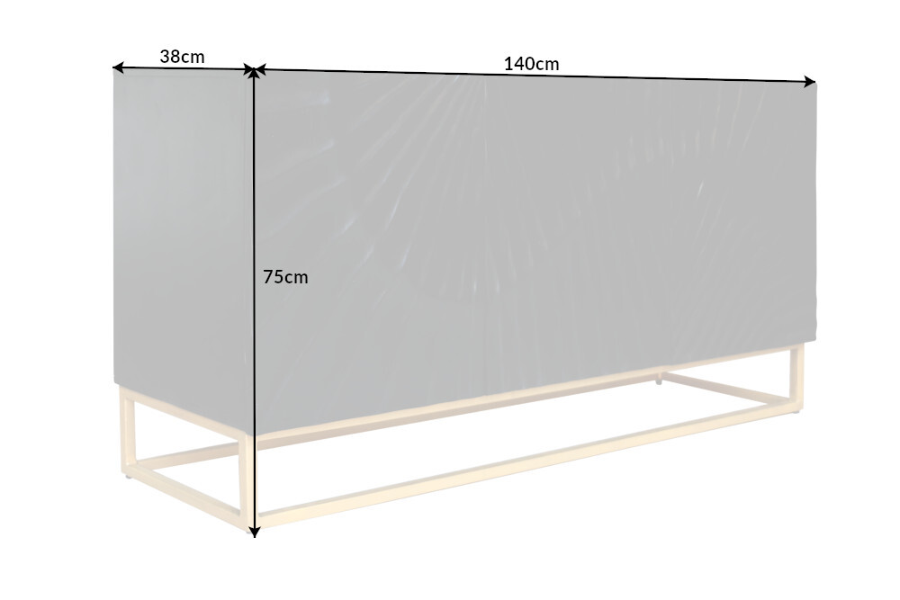 Massives Sideboard SCORPION 140cm schwarz Mangoholz aufwendige 3D Schnitzereien