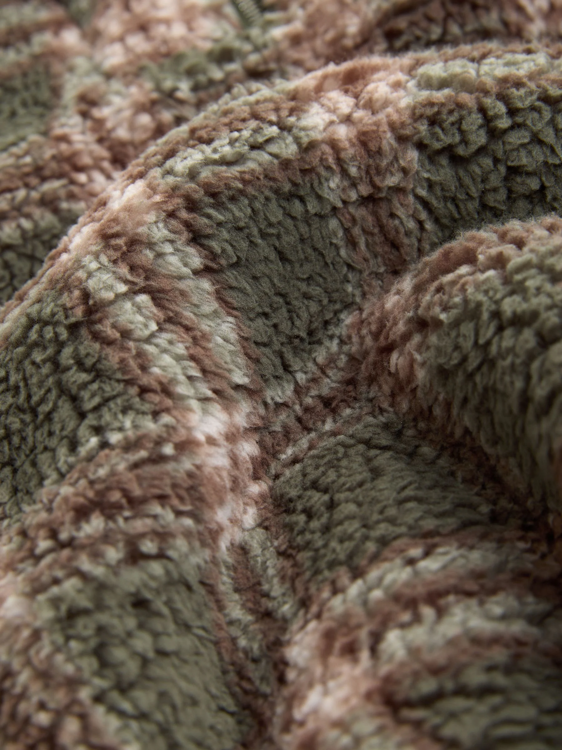 Groen/roze geruit - Borg fleece met kwartrits