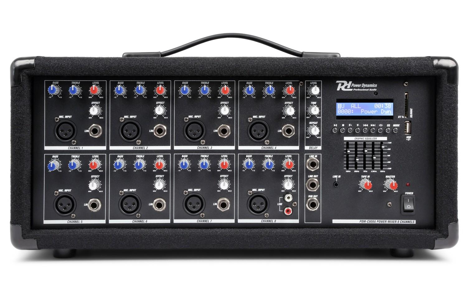 Mischpult PDM-C805A<br>8-Kanal-Mixer mit Verstärker, USB-und SD-Slot