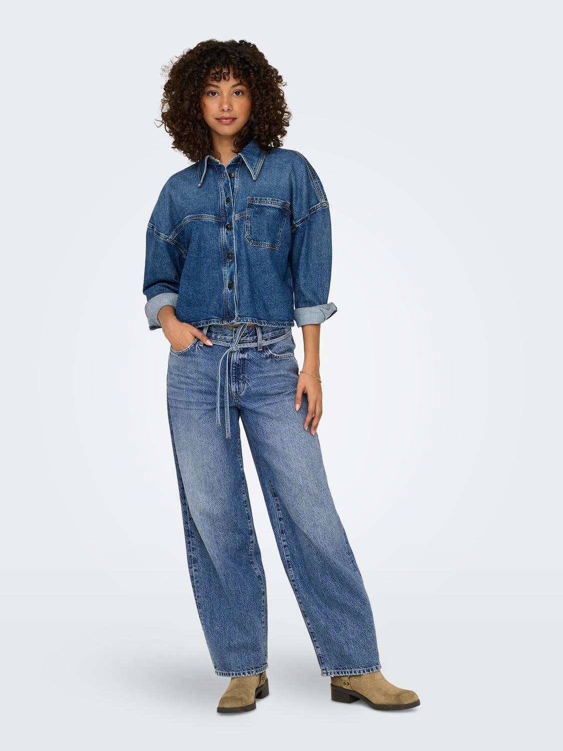 ONLGIANNA Mittlere Taille Ballon Schnitt Jeans Medium Blue Denim