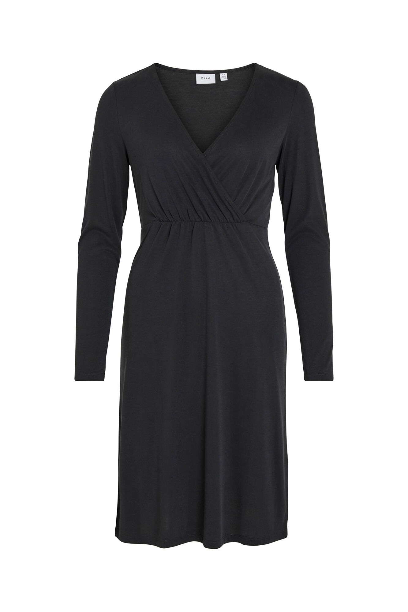 Vestido midi com decote em bico - Preto