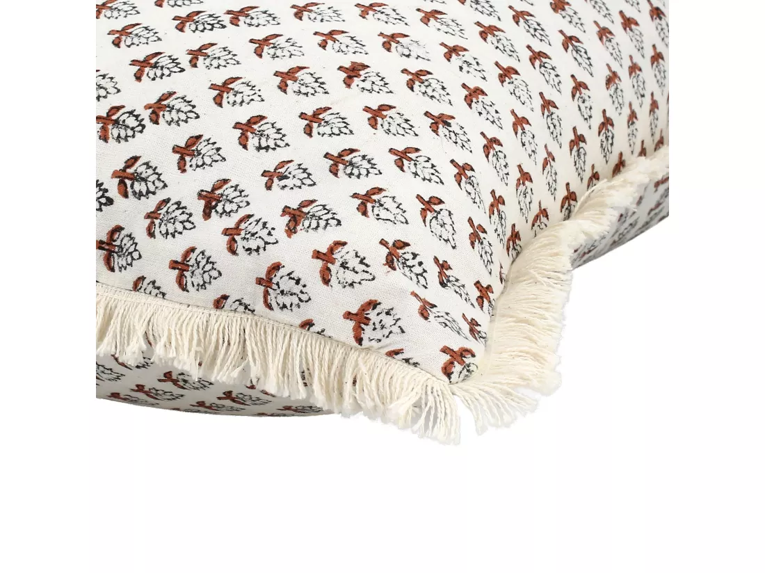 Now's Home - Coussin En Coton Avec Franges Imprime Epis Terracotta 40x40 Cm Gobi
