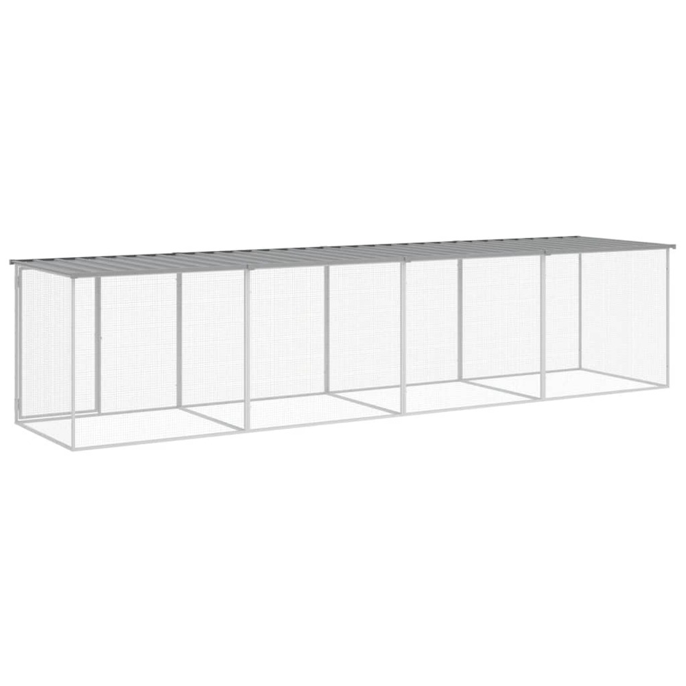 Poulailler avec toit gris clair 403x98x90 cm acier galvanisé