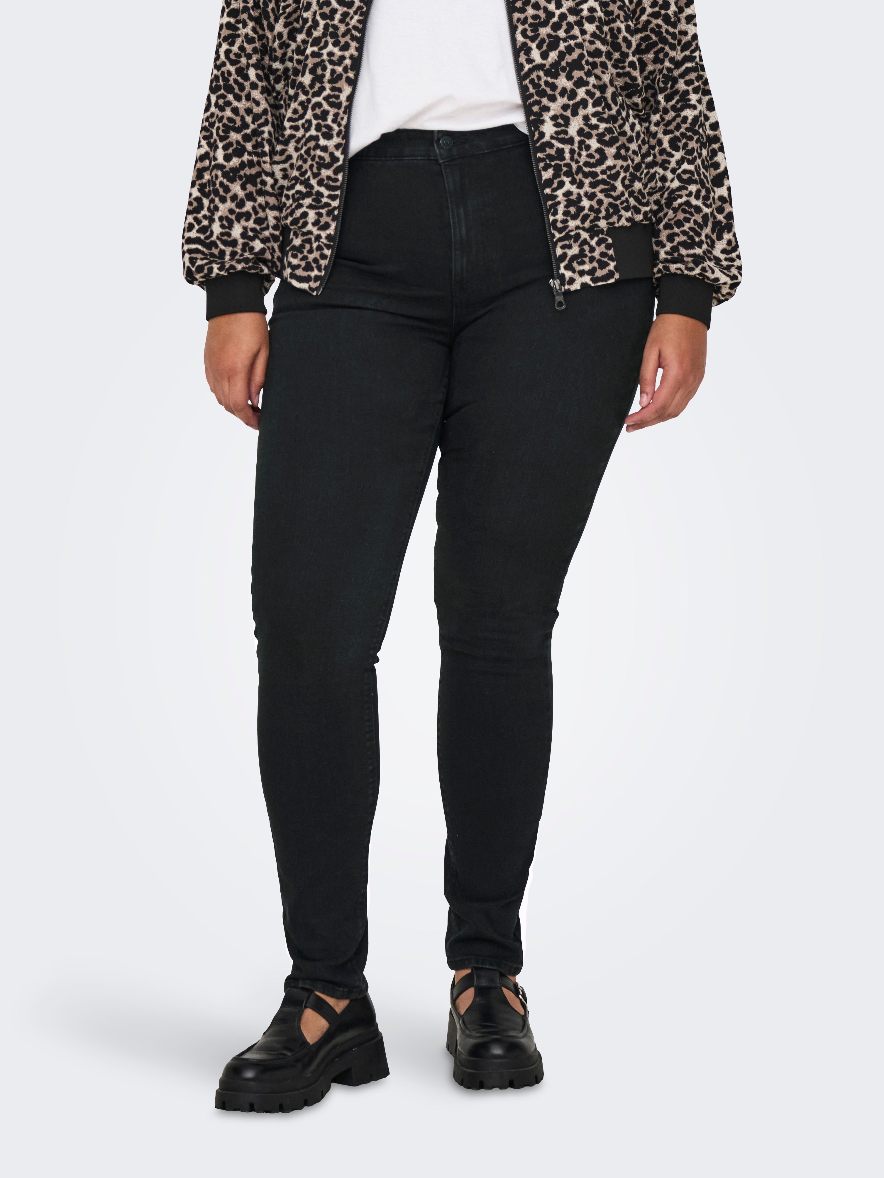 CARLUNA Hohe Taille Skinny Fit Jeans Washed Black