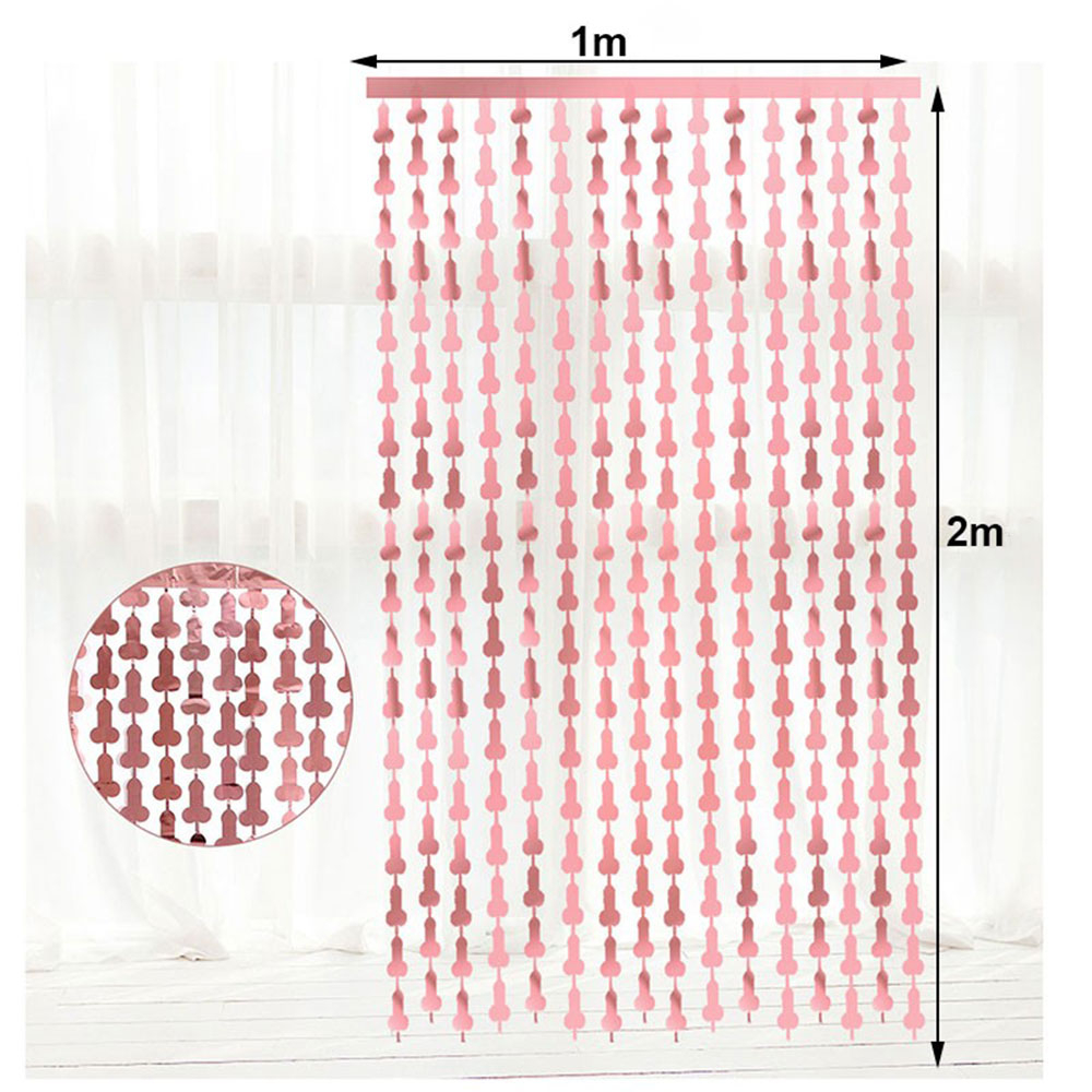 (2x1m) Deko Lametta Funny Vorhang Glänzend für Junggesellinnenabschied / Bachelorette Party - Roségold