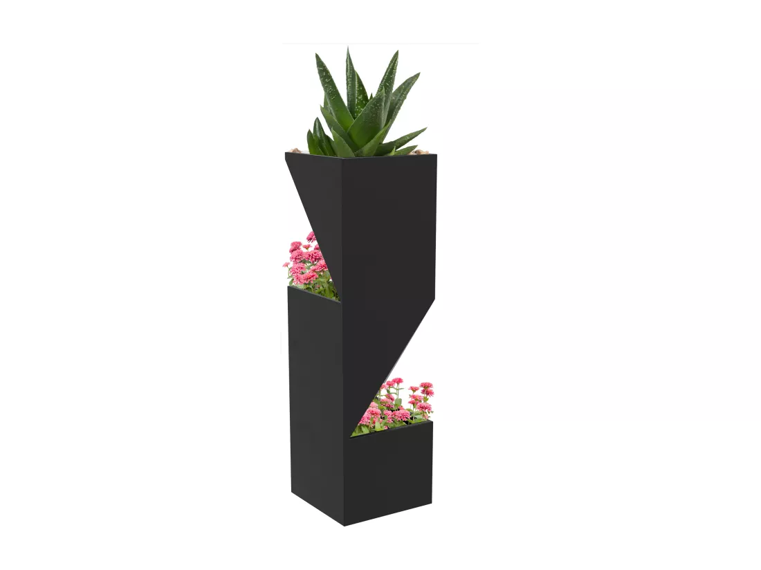 Pots pour plantes d'intérieur 3 zones de plantation trous de drainage métal noir