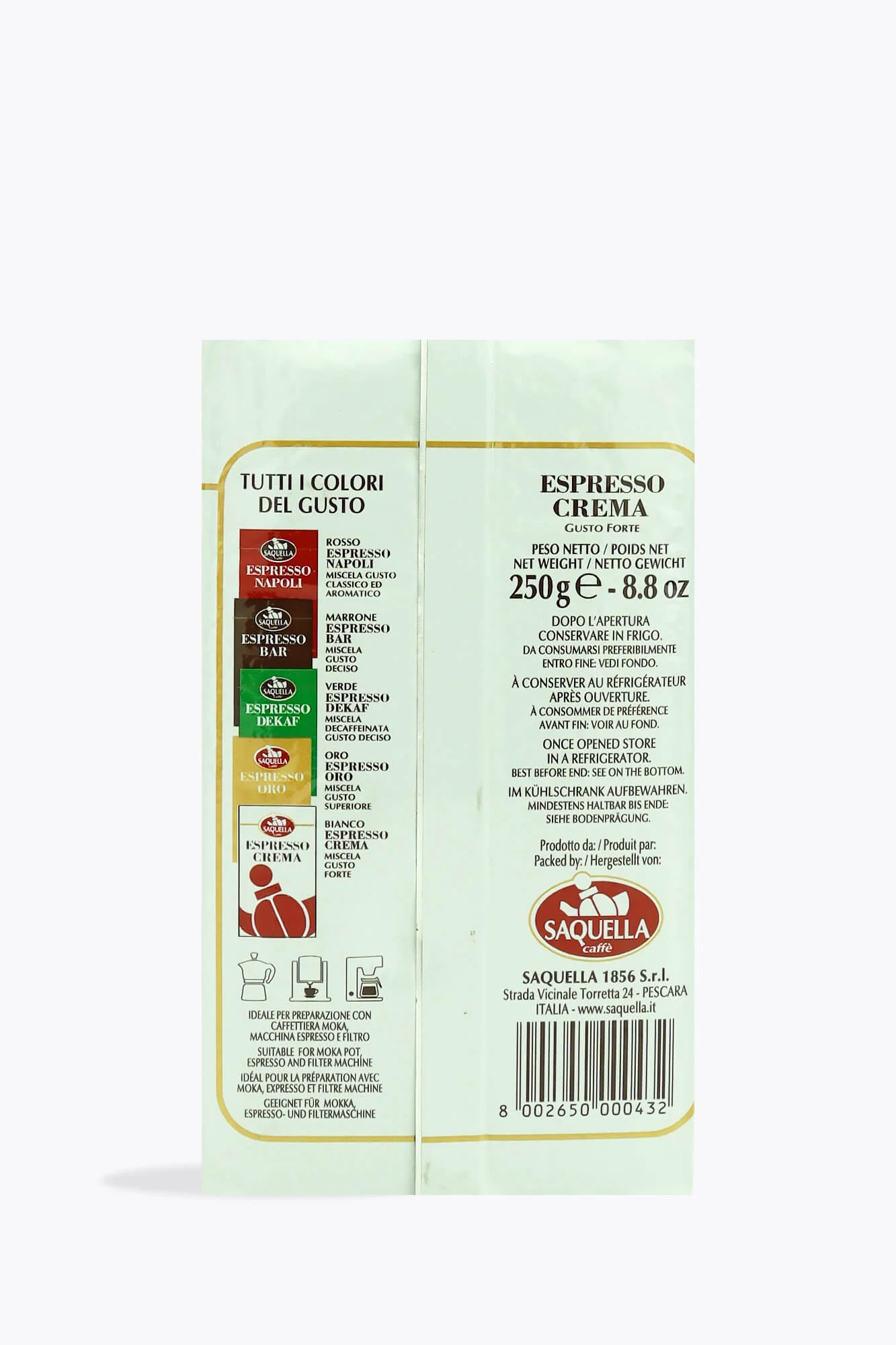 Saquella Espresso Crema gemahlen 250g
