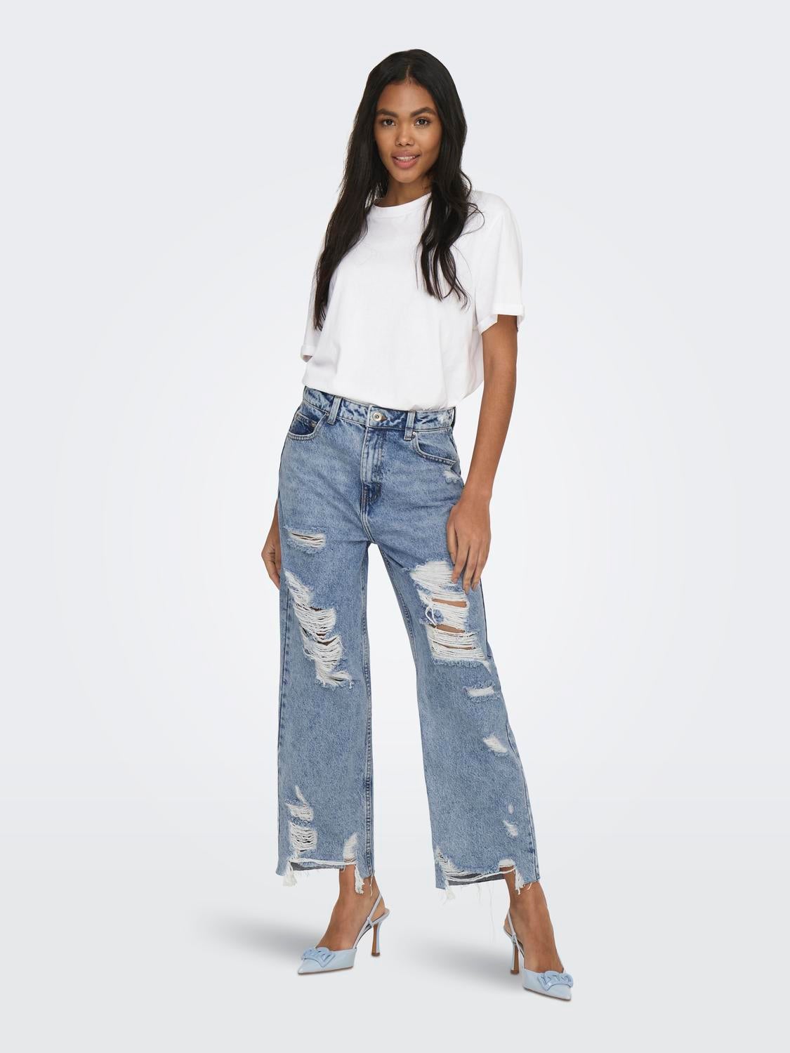 ONLDAD Hohe Taille Gerade geschnitten Jeans Medium Blue Denim