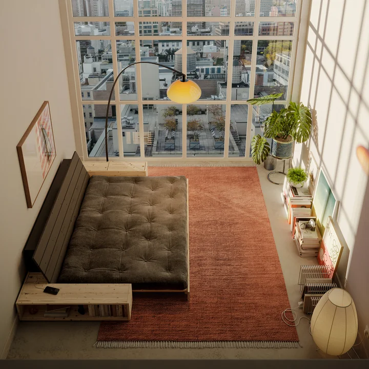 Karup Design - Base Schlafsofa mit Aufbewahrung, Kiefer klar lackiert / ivory
