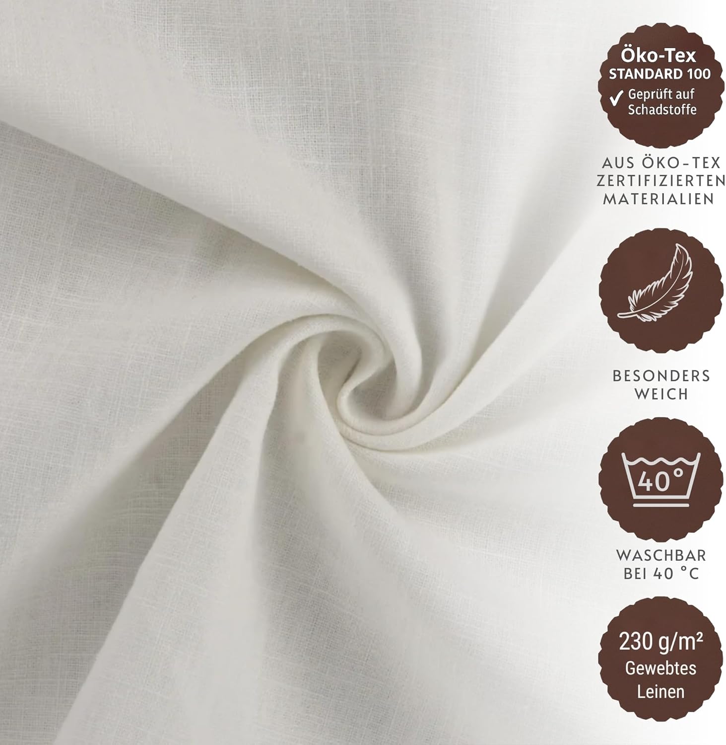 chambry Premium Bettwäsche 100% Leinen - handgefertigt in Deutschland - atmungsaktiv temperaturausgleichend bügelfrei - Bettbezug 135x200cm + Kissenbezug 80x80cm - Ecru Weiß
