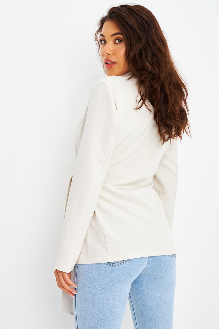 Blazer beige clair ceinture à nouer