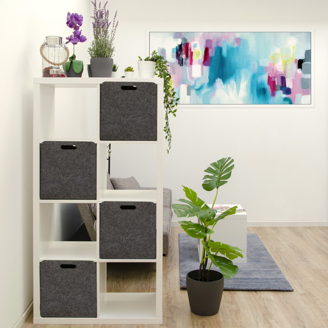 Aufbewahrungsbox 2er Set Cube Filz Grau 33x38x33cm