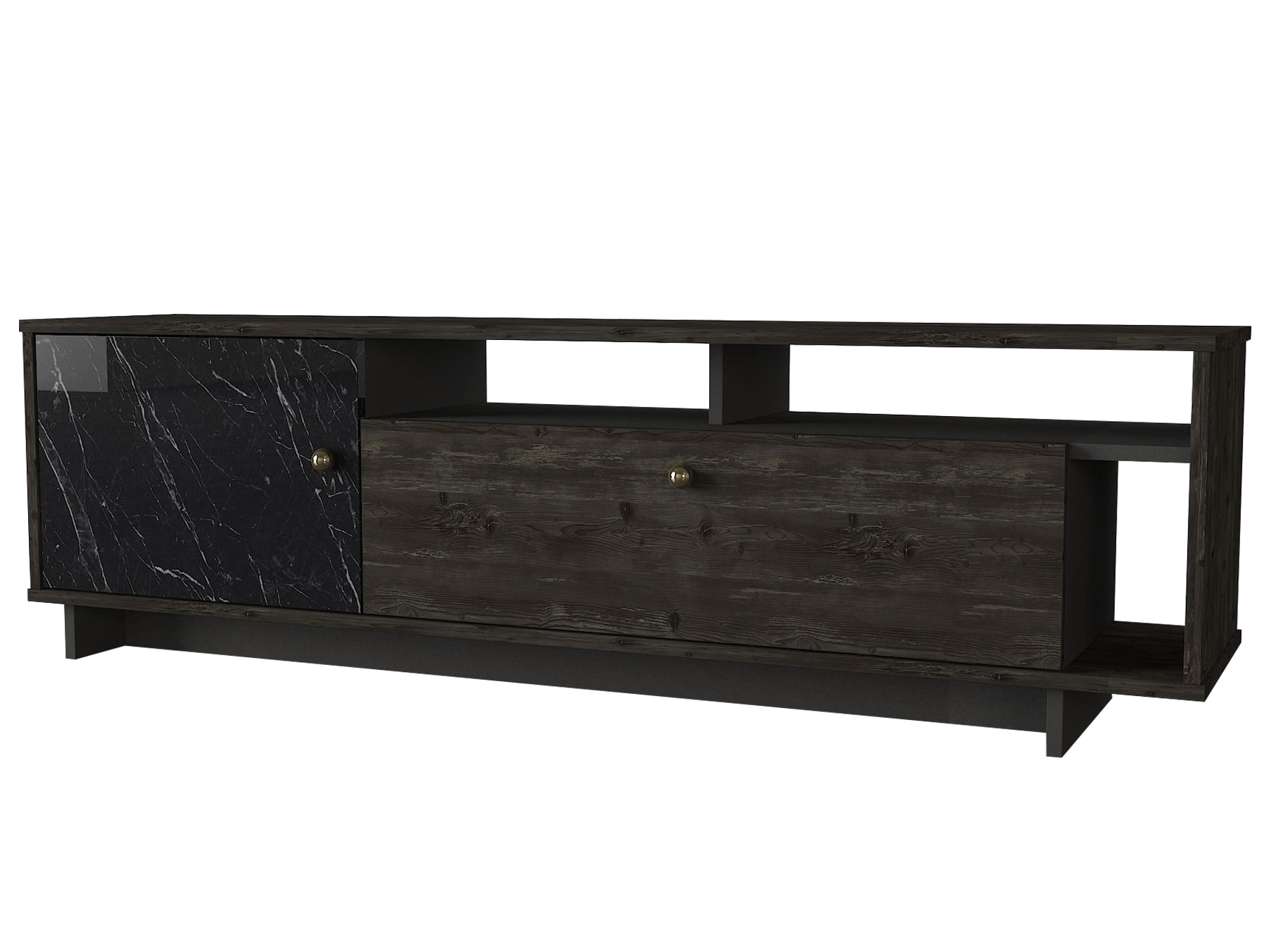 TV Lowboard Artem Rebab Braun Dunkelgrau ( Marmor Optik )