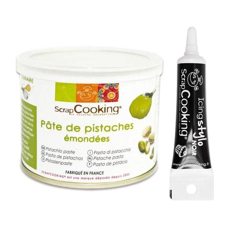 Pâte de pistaches 200 g + Stylo de glaçage noir Scrapcooking