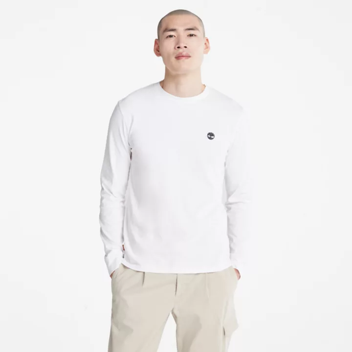 Camiseta masculina Dunstan River LS Crewneck na cor branca