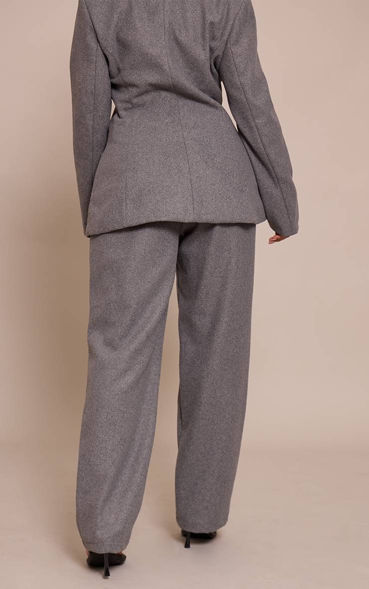 Charbon Pantalon Large Effet Laine Coupe Sculptante